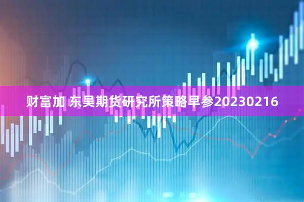 财富加 东吴期货研究所策略早参20230216